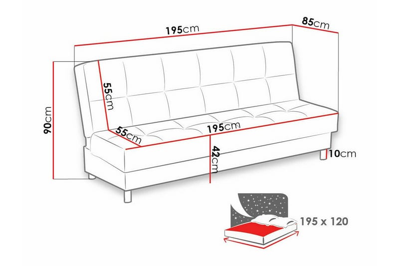 3-seters Sovesofa Denegal - Beige - 3 seters sovesofa