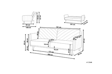 3-seters Sovesofa Kadeja - Fløyel/Oransje - Møbler - Sofaer - Sovesofaer - 3 seters sovesofa