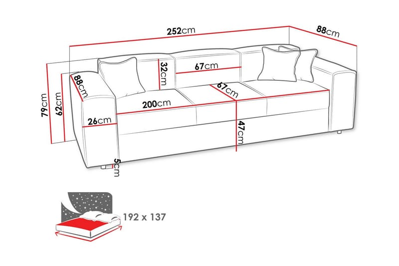 3-seters Sovesofa Knocklong - Beige - 3 seters sovesofa