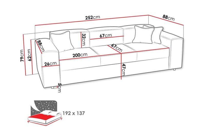 3-seters Sovesofa Knocklong - Beige/Lys Beige - 3 seters sovesofa