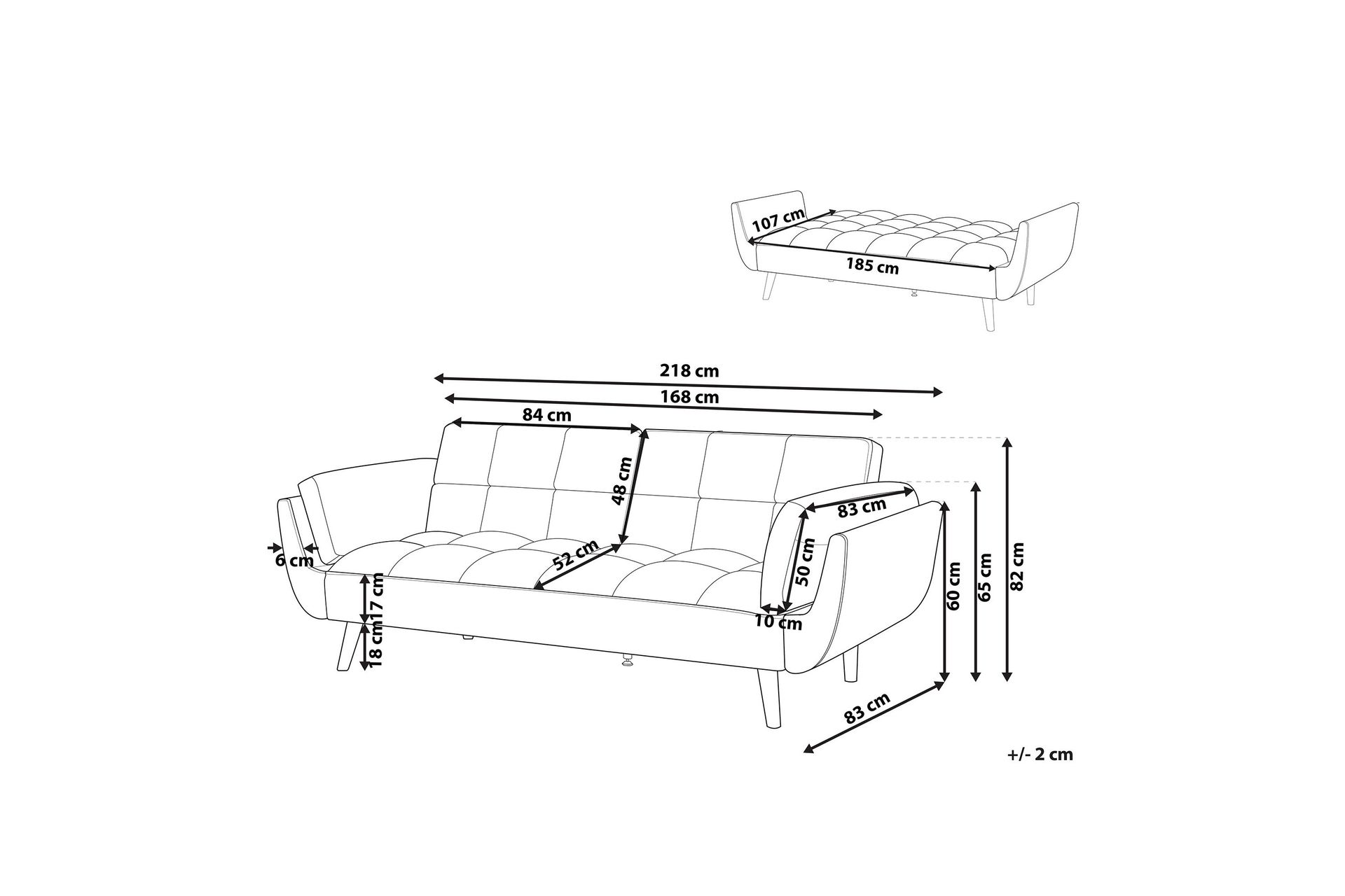 3-seters Sovesofa Lutarp - Fløyel/Svart - Møbler - Sofaer - Sovesofaer - 3 seters sovesofa