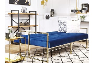 3-seters Sovesofa Marstalla - Fløyel/Marineblå - Møbler - Sofaer - Sovesofaer - 3 seters sovesofa
