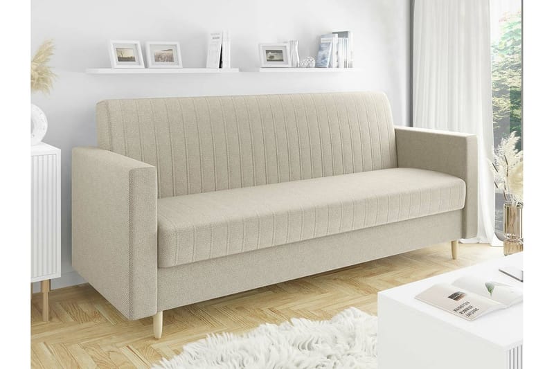 3-seters Sovesofa Midfeld - Beige - Møbler - Sofaer - Sovesofaer - 3 seters sovesofa