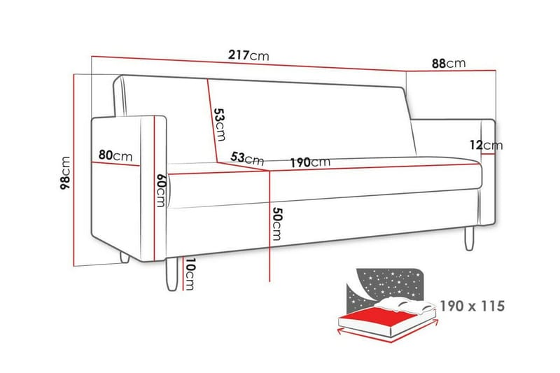 3-seters Sovesofa Midfeld - Beige - Møbler - Sofaer - Sovesofaer - 3 seters sovesofa