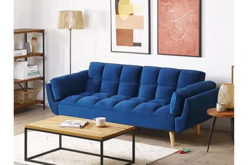 3-seters Sovesofa seng Lutarp - Fløyel/Mørkeblå - Møbler - Sofaer - Sovesofaer - 3 seters sovesofa