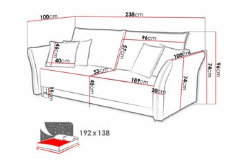 3-seters Sovesofa Staffin - Hvit - Møbler - Sofaer - Sovesofaer - 3 seters sovesofa