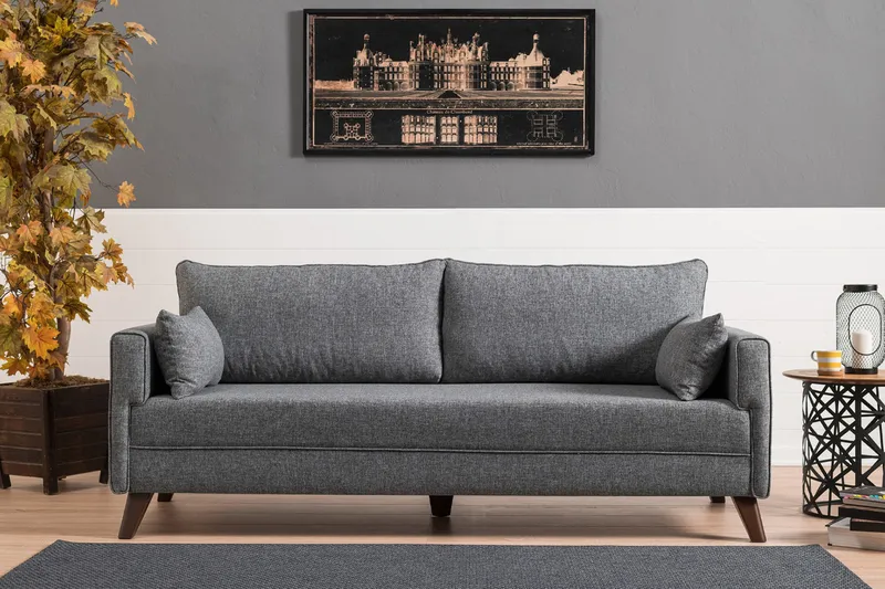 Antigua 3-seter Sovesofa 150x190 cm i Stoff - Grå - Møbler - Sofaer - Sovesofaer - 3 seters sovesofa