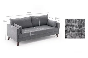Antigua 3-seter Sovesofa 150x190 cm i Stoff - Grå - Møbler - Sofaer - Sovesofaer - 3 seters sovesofa