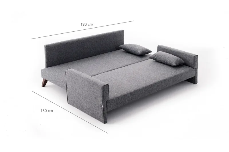 Antigua 3-seter Sovesofa 150x190 cm i Stoff - Grå - Møbler - Sofaer - Sovesofaer - 3 seters sovesofa