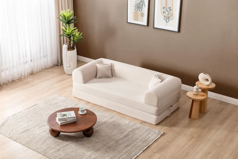 3-seters sovesofa Atelier Del Sofa Legom Eco (190 x 90 x 25 cm) Krem - Møbler - Sofaer - Sovesofaer - 3 seters sovesofa