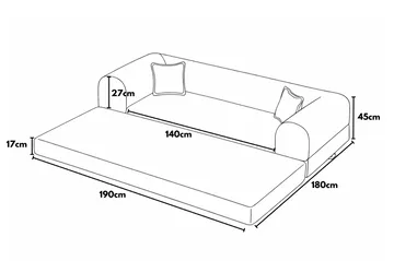 3-seters sovesofa Atelier Del Sofa Legom Eco (190 x 90 x 25 cm) Marineblå - Møbler - Sofaer - Sovesofaer - 3 seters sovesofa