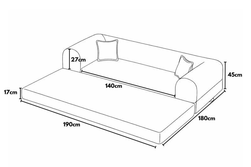 3-seters sovesofa Atelier Del Sofa Legom Eco (190 x 90 x 25 cm) Marineblå - Møbler - Sofaer - Sovesofaer - 3 seters sovesofa