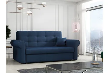 Bensbyn 2-seter Sovesofa med Oppbevaring og Rullearmer i Stoff - Blå - Møbler - Sofaer - Sovesofaer - 3 seters sovesofa