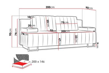 Bonsall 3-seter Sovesofa - Grå - Møbler - Sofaer - Sovesofaer - 3 seters sovesofa