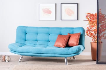 Breana 3-seter Rektangulær Sovesofa 130x200 cm i Stoff - Turkis - Møbler - Sofaer - Sovesofaer - 3 seters sovesofa