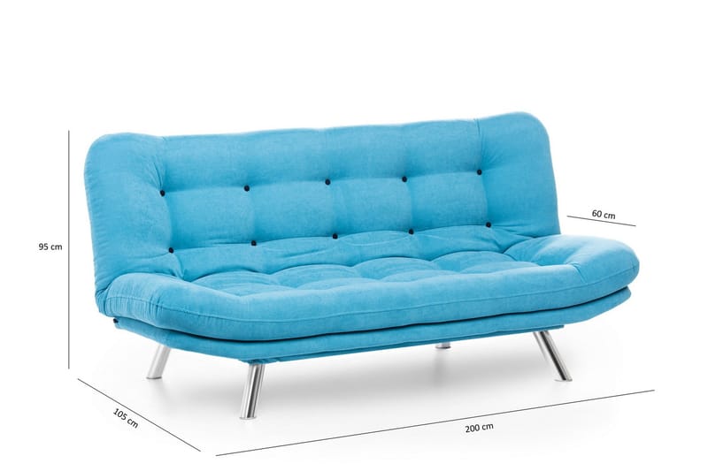 Breana 3-seter Rektangulær Sovesofa 130x200 cm i Stoff - Turkis - Møbler - Sofaer - Sovesofaer - 3 seters sovesofa