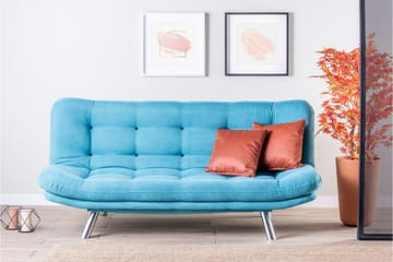 Breana 3-seter Rektangulær Sovesofa 130x200 cm i Stoff - Turkis - Møbler - Sofaer - Sovesofaer - 3 seters sovesofa