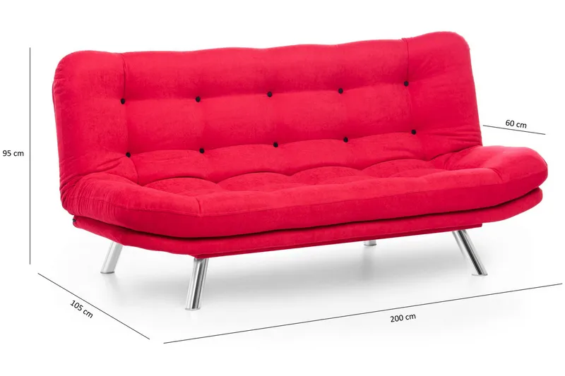 Breana Sovesofa 3-seter - Rød - Møbler - Sofaer - Sovesofaer - 3 seters sovesofa