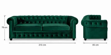 Chesterfield Lyx 3-seter Fremoverbøyd sovesofa i fløyel - Grønn - Møbler - Sofaer - Sovesofaer - 3 seters sovesofa
