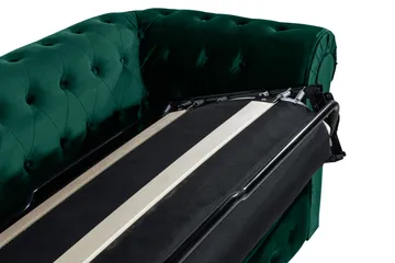 Chesterfield Lyx 3-seter Fremoverbøyd sovesofa i fløyel - Grønn - Møbler - Sofaer - Sovesofaer - 3 seters sovesofa
