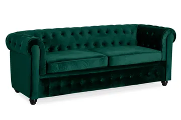 Chesterfield Lyx 3-seter Fremoverbøyd sovesofa i fløyel - Grønn - Møbler - Sofaer - Sovesofaer - 3 seters sovesofa
