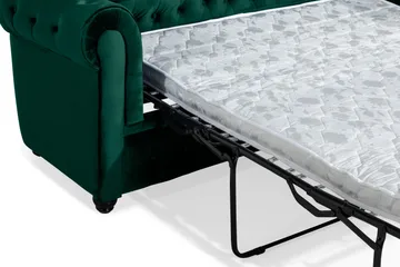 Chesterfield Lyx 3-seter Fremoverbøyd sovesofa i fløyel - Mørkegrønn / Grønn - Møbler - Sofaer - Sovesofaer - 3 seters sovesofa