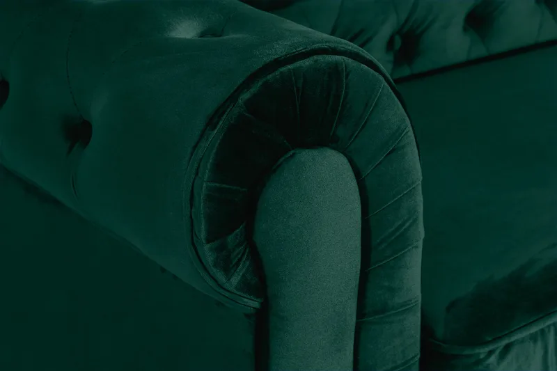 Chesterfield Lyx 3-seter Fremoverbøyd sovesofa i fløyel - Mørkegrønn / Grønn - Møbler - Sofaer - Sovesofaer - 3 seters sovesofa