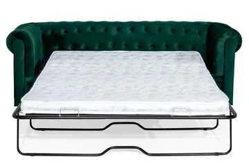 Chesterfield Lyx 3-seter Fremoverbøyd sovesofa i fløyel - Mørkegrønn / Grønn - Møbler - Sofaer - Sovesofaer - 3 seters sovesofa