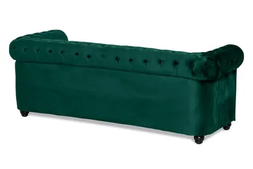 Chesterfield Lyx 3-seter Fremoverbøyd sovesofa i fløyel - Mørkegrønn / Grønn - Møbler - Sofaer - Sovesofaer - 3 seters sovesofa