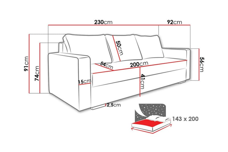 Clarina 3-sits Bäddsoffa NO_BRAND Green - Møbler - Sofaer - Sovesofaer - 3 seters sovesofa