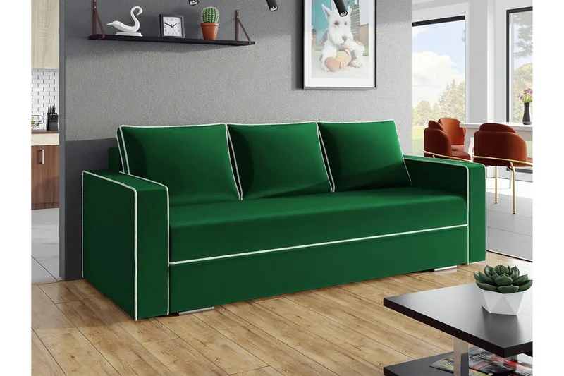Clarina 3-sits Bäddsoffa NO_BRAND Green - Møbler - Sofaer - Sovesofaer - 3 seters sovesofa
