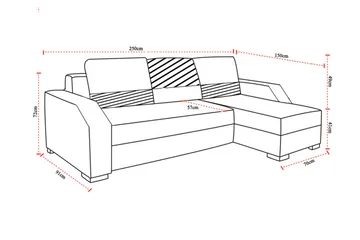 Concetta 3-seter Høyre Sovesofa 195x125 cm med Oppbevaring i Stoff - Lysegrå Melert - Møbler - Sofaer - Sovesofaer - 3 seters sovesofa