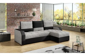Concetta 3-seter Høyre Sovesofa 195x125 cm med Oppbevaring i Stoff - Lysegrå Melert - Møbler - Sofaer - Sovesofaer - 3 seters sovesofa