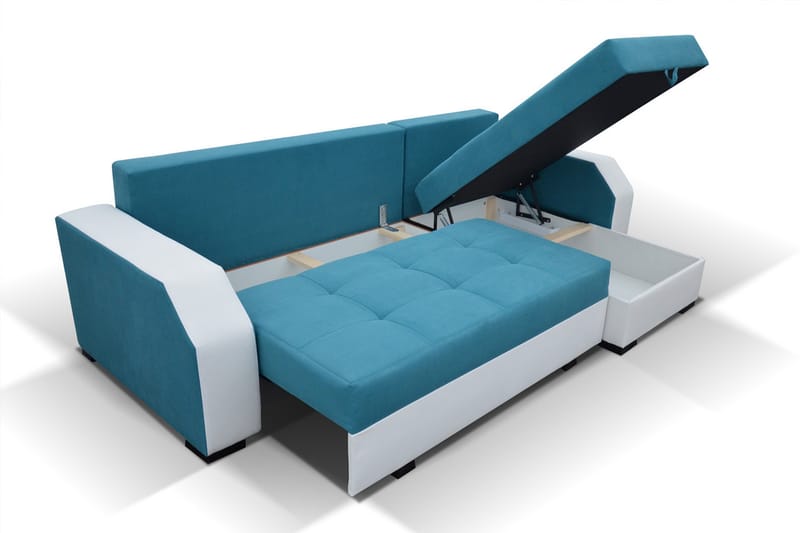 Concetta 3-seter Høyre Sovesofa 195x125 cm med Oppbevaring i Stoff - Lysegrå Melert - Møbler - Sofaer - Sovesofaer - 3 seters sovesofa