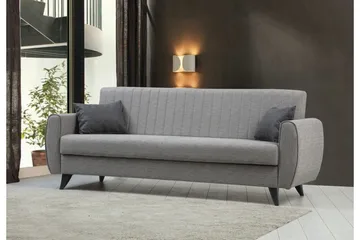 Dalima 3-seter Sovesofa 55x183 cm med Oppbevaring i Stoff - Grå - Møbler - Sofaer - Sovesofaer - 3 seters sovesofa
