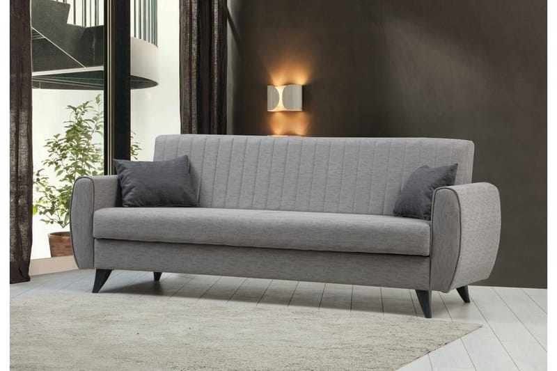 Dalima 3-seter Sovesofa 55x183 cm med Oppbevaring i Stoff - Grå - Møbler - Sofaer - Sovesofaer - 3 seters sovesofa