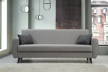 Dalima 3-seter Sovesofa 55x183 cm med Oppbevaring i Stoff - Grå - Møbler - Sofaer - Sovesofaer - 3 seters sovesofa