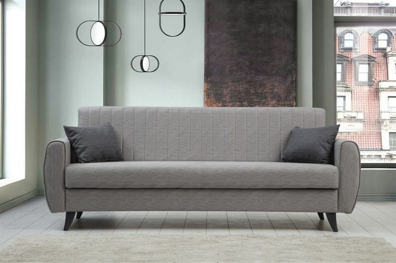 Dalima 3-seter Sovesofa 55x183 cm med Oppbevaring i Stoff - Grå - Møbler - Sofaer - Sovesofaer - 3 seters sovesofa