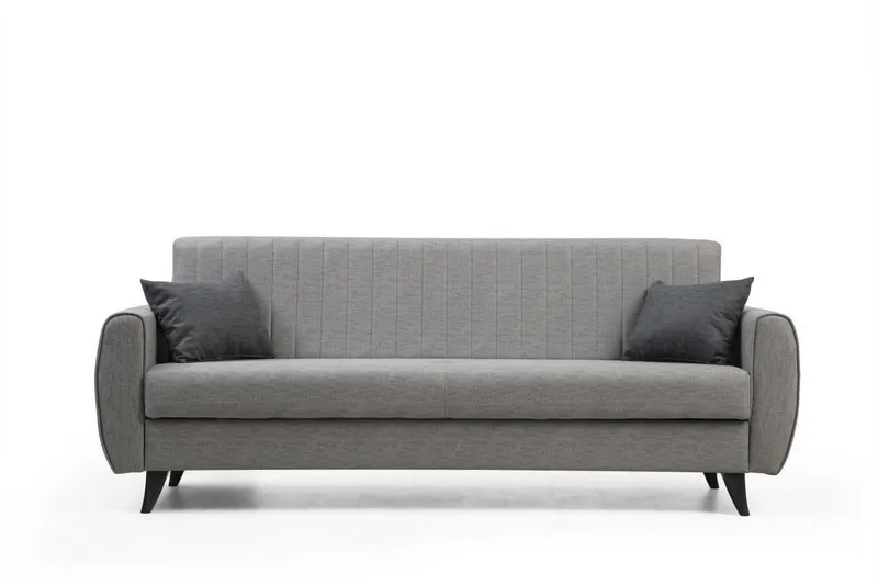 Dalima 3-seter Sovesofa 55x183 cm med Oppbevaring i Stoff, Grå