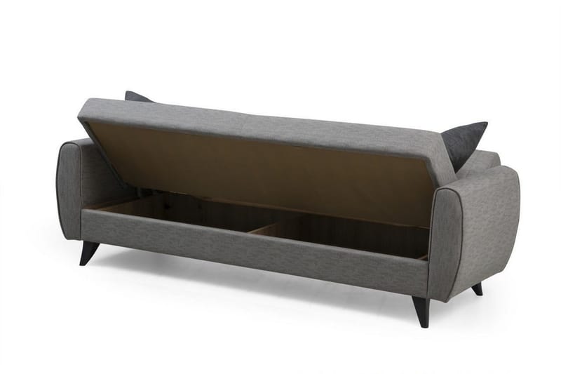 Dalima 3-seter Sovesofa 55x183 cm med Oppbevaring i Stoff - Grå - Møbler - Sofaer - Sovesofaer - 3 seters sovesofa
