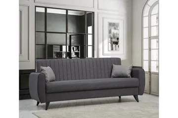 Dalima 3-seters Sovesofa 55x183 cm med Oppbevaring i Stoff - Antrasitt - Møbler - Sofaer - Sovesofaer - 3 seters sovesofa