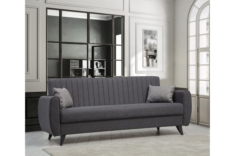 Dalima 3-seters Sovesofa 55x183 cm med Oppbevaring i Stoff - Antrasitt - Møbler - Sofaer - Sovesofaer - 3 seters sovesofa