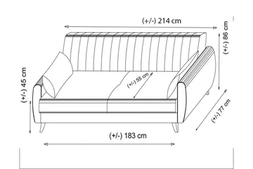 Dalima 3-seters Sovesofa 55x183 cm med Oppbevaring i Stoff - Antrasitt - Møbler - Sofaer - Sovesofaer - 3 seters sovesofa