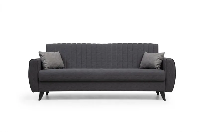 Dalima 3-seters Sovesofa 55x183 cm med Oppbevaring i Stoff, Antrasitt