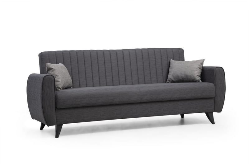 Dalima 3-seters Sovesofa 55x183 cm med Oppbevaring i Stoff - Antrasitt - Møbler - Sofaer - Sovesofaer - 3 seters sovesofa