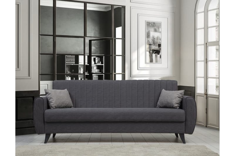 Dalima 3-seters Sovesofa 55x183 cm med Oppbevaring i Stoff - Antrasitt - Møbler - Sofaer - Sovesofaer - 3 seters sovesofa