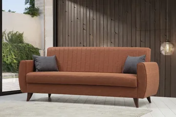 Dalima 3-seters Sovesofa 55x183 cm med Oppbevaring i Stoff - Terrakotta - Møbler - Sofaer - Sovesofaer - 3 seters sovesofa