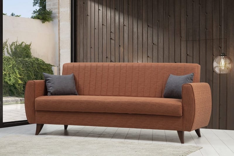 Dalima 3-seters Sovesofa 55x183 cm med Oppbevaring i Stoff - Terrakotta - Møbler - Sofaer - Sovesofaer - 3 seters sovesofa
