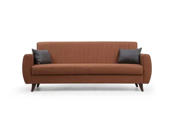 Dalima 3-seters Sovesofa 55x183 cm med Oppbevaring i Stoff - Terrakotta - Møbler - Sofaer - Sovesofaer - 3 seters sovesofa