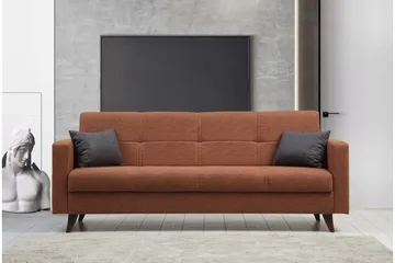 Darcia 3-seter Sovesofa 55x183 cm med Oppbevaring i Lin - Terrakotta - Møbler - Sofaer - Sovesofaer - 3 seters sovesofa